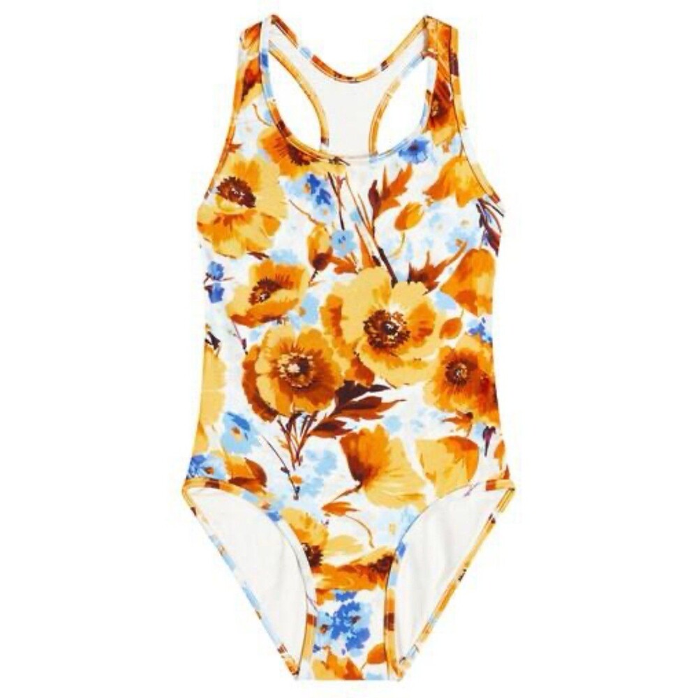 Zimmermann Girls Size 6 Floral One Piece Swimsuit Yellow Blue Designer Swimwear